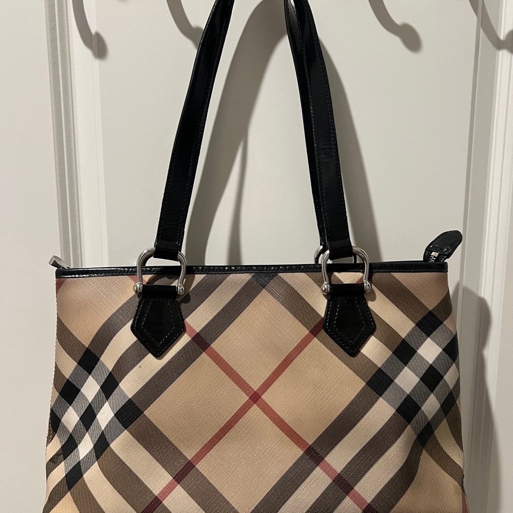 Burberry Tan and Black Plaid Tote